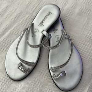 Toscanella Silver Jeweled Sandals